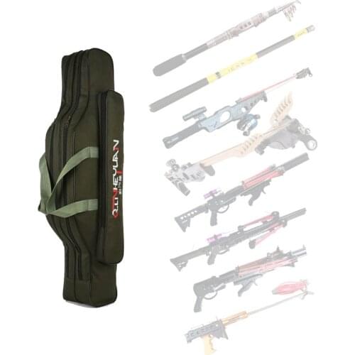 90CM Fishing Rod Tackle Foldable Bag for Semi Automatic Slingshot Double 2 Layers Waterproof Pole Storage Case polyester canvas