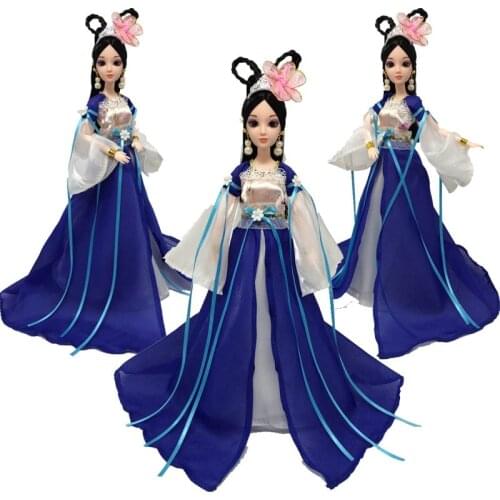 Doll Accessories Cosplay Traditional Chinese Ancient Beauty Costume Clothes For Barbie Doll Party Dress Evening Dresses Blue