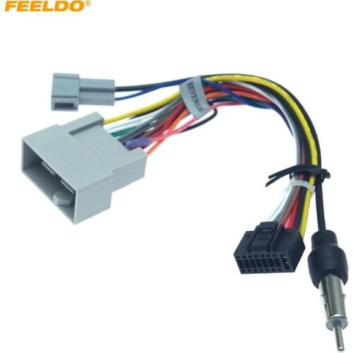 FEELDO Car Media Player Navi Radio Wire Harness For Honda 14-17 Fit City Greiz Audio Power Cable Adapter #HQ3413
