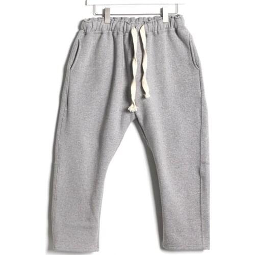 Mens sports pants spring and autumn new casual all-match pure color Korean fashion large size casual pants