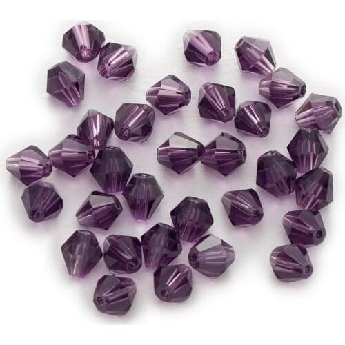 50 Piece Violet Crystal Glass Cut&Faceted Bicone Faceted Beads For Handmade Bracelet Necklaces DIY Jewelry Making 4-8mm