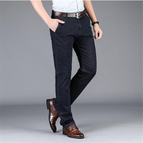Color: Black Blue Jeans Men 2019 Autumn and Winter New Casual Mens Jeans Slim Fashion Trend Pants Mens Stretch Jeans