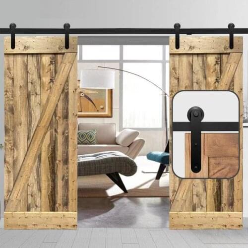 HACCER Round Shape Wood Door Slide Hardware Carton Steel Sliding Barn Door Hanger System for Modern Style Double Door 4-16FT