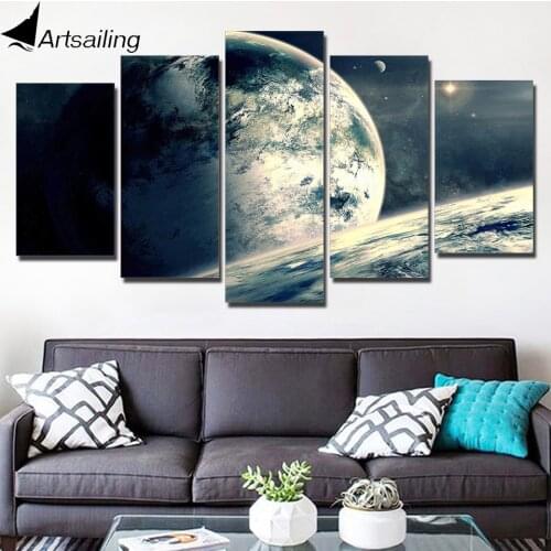 HD Printed 5 Piece Canvas Art Science Space Fantasy Planet Painting Wall Pictures for Living Room Free Shipping ny-7450C