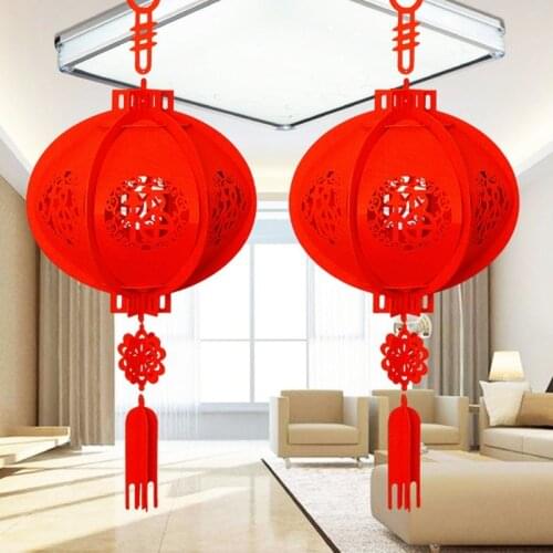 Non-Woven Fabric Chinese Lantern Chinese Red Lantern 3D Lantern Traditional Beautiful Christmas Party door Home Decoration Gift