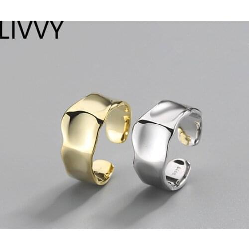 LIVVY Silver Color Irregular Square Geometry Finger Rings Fashion Simple Geometric Jewelry Gifts for Women Adjustable