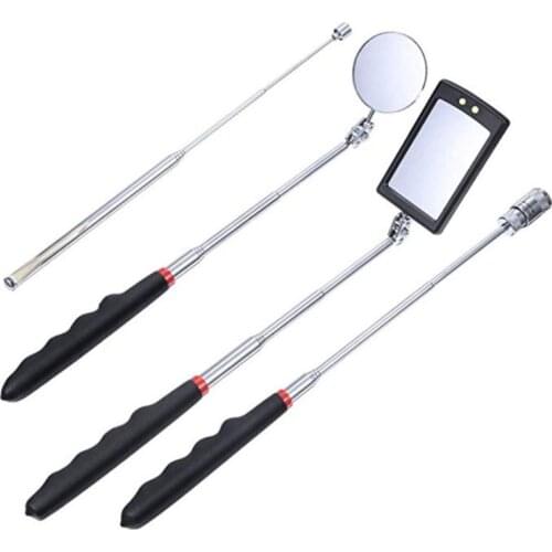 4Pcs Magnetic Pick-Up Tool Telescoping 8 lb/1 lb Pick Up Sticks and 360 Swivel Inspection Mirror with LED Light Car Accessories