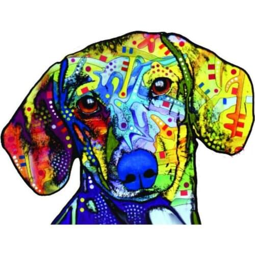 Fashion Cartoon Car Sticker Cute Dachshund PVC Decal for Automobiles Motorcycles Laptop Fridge Decoration,14cm*13cm