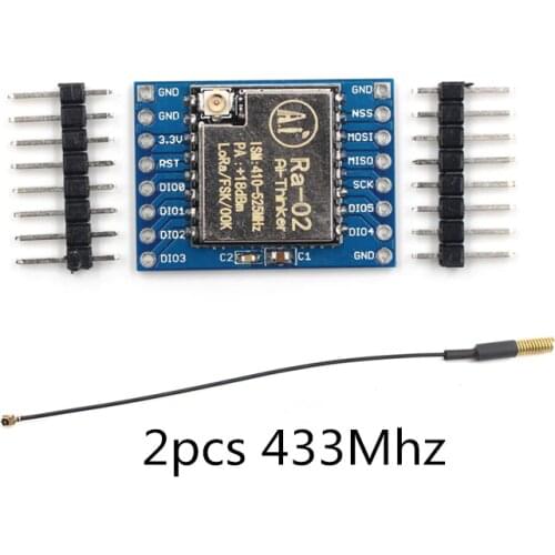 2pcs/lot SX1278 LoRa Module 433MHZ 10KM Ra-02 Wireless Spread Spectrum Transmission Socket for Smart Home DIY with Antenna
