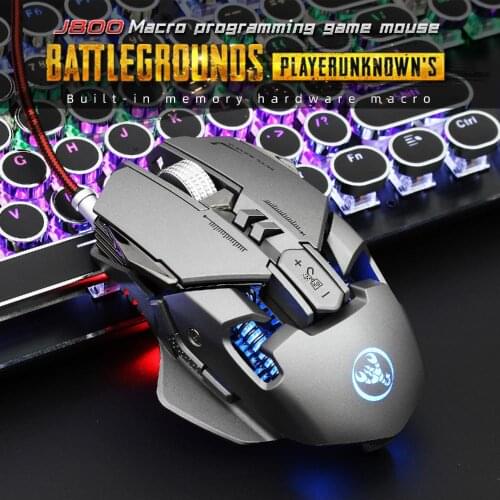 J800 Gaming Mouse Mechanical Macro Definition USB Plug and Play Wired Mouse 7 Buttons Up to 6400 DPI RGB Backlight for PC Laptop