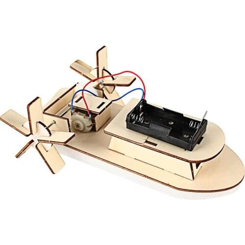 Kids DIY Wood Crafts Kit Paddle Wheel Ship Miniature Game Gift Remote Control Navigation Students Building Home Decoration