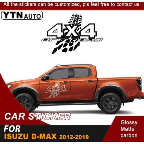 Car Decals For Isuzu D-Max 2012-2019 Side Door 4x4 Off Road Tire Tracks Graphic Vinyl Car Sticker Accessories For All Car Modles