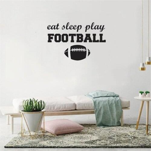 Eat Sleep Play Wall Sticker Football Quote Wall Decal Home Decor For Football Club Kids Room Vinyl Mural dw20092