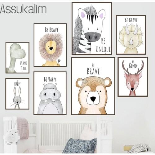 Dinosaur Pterodactyl Poster Animals Canvas Painting Fox Deer Print Nursery Wall Posters Nordic Wall Pictures Living Room Decor