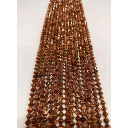 Natural 4m blue sand tip beads red gold sand tip beads pull feldspar cut gem jewelry semi-finished beads DIY boutique 38 cm long