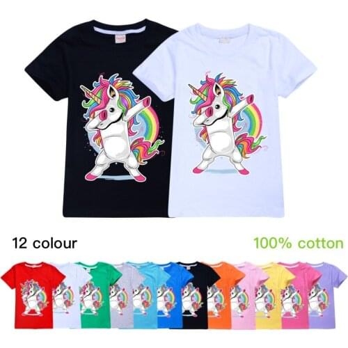 New 2020 Child Summer Short Sleeve T-Shirt Kids Dabbing Unicorn T Shirts for Baby Boy TShirt Girl Tops Tee christmas shirt
