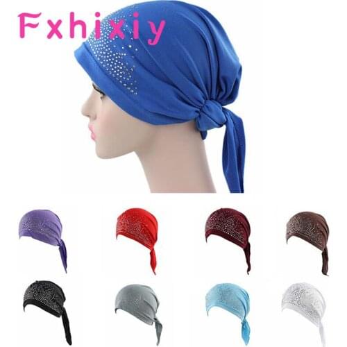 New Women Breathable Drill Cotton Pre-Tied Headscarf Turban Hat Cancer Chemo Caps Headwear Headwrap Hair Loss Accessories