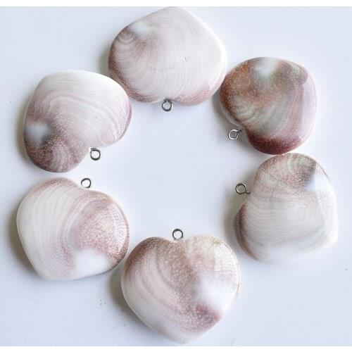 Wholesale 6pcs/lot fashion natural shell stone heart shape charms pendants for jewelry Accessories making