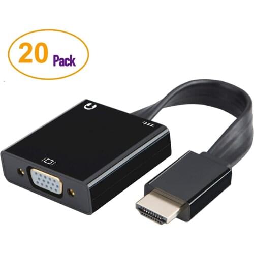 20PCS/lot HDMI-compatible to VGA converter adapter cable for Laptop Notebook DVD player HDMI input to VGA output