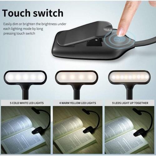 Rechargeable LED USB Book Light Reading Light Flexible Book Lamp Dimmer Clip Table Desk Lamp Portable Clip Light