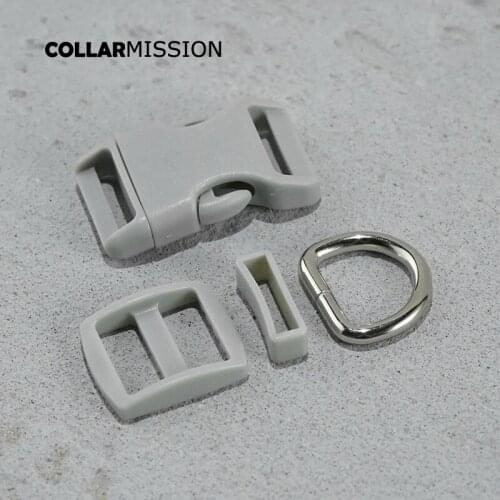 Plastic buckle+Tri-Glid+square keeper+D ring) DIY dog collar bag 20mm webbing sewing high quality gray accessory premium