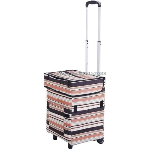 Portable Shopping Bag Folding Trolley Storage Bag Fashion Trolley Bag Light Household Grocery Shopping Cart Small Trolley Compac