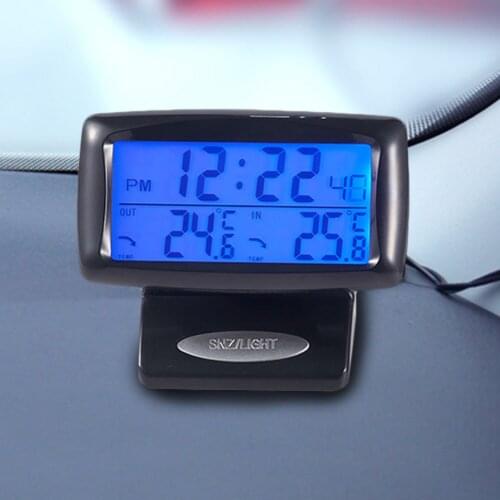 Portable 2 in 1 Digital Car LCD Clock Temperature Digital Display Time Monitor Inside and Outside Dual Temperature Vehicle
