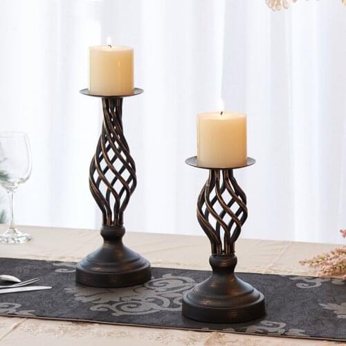 Retro Candlestick Decoration Hollow candlestick Wedding Candlelight Dinner props Table Decoration candle holders