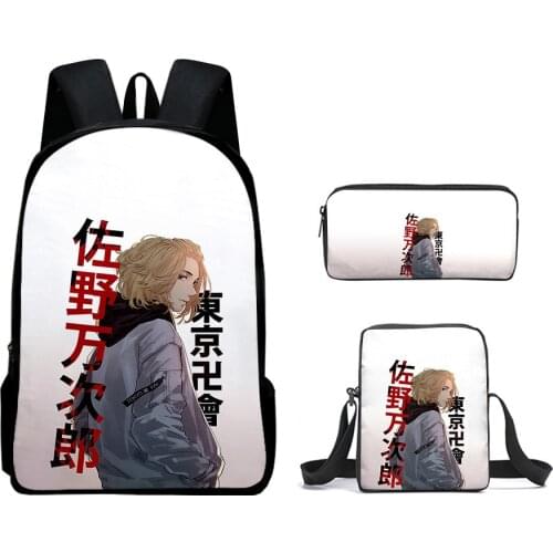 Tokyo Revengers Backpack Crossbody Bag And Pencil Case Three Piece Anime Cosplay 3D Print Cute Schoolbag Travelbag For Teenagers