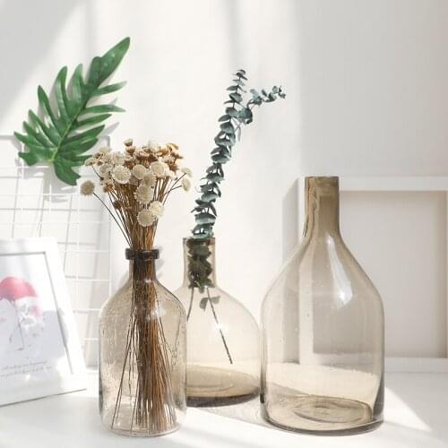 Bubble Glass Vase Modern Minimalist Home Decoration Props Smoke Gray Flower Glass Containers Wedding Home Decoration Bottle