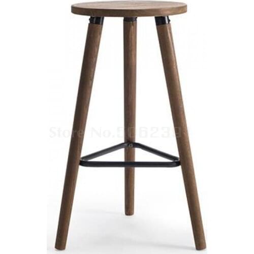 Real Wood Chair Foot Stool Bar Chair Contracted Modern Coffee Shop Business Hall Bar Stool