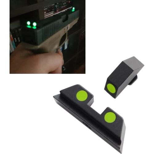 Tactical Pistol Front Rear Night Sight for Glock 17, 19, 22, 23, 24, 26, 27, 33, 34, 35 Handgun Green Fiber Optic Glow Sights