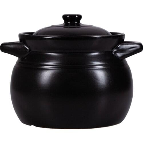Stew casserole, open fire, medium and small size ceramic soup pot, Japanese household black stone pot, porcelain soup pot, rice