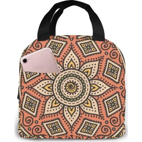 Mandala Vintage Lunch Food Box Bag Fashion Insulated Thermal Food Picnic Lunch Bag for Women kids Men Cooler Tote Bag