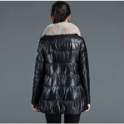 300% Real Sheepskin Coat Female Mink Fur Collar Down Jacket 2020 Winter Jacket Women Genuine Leather Jackets 4xl MY3672