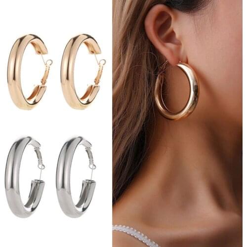 50mm Diameter Wide Alloy Punk Hoop Earrings Fashion Jewelry Statement Earrings For Women Brincos Wholesale Gift