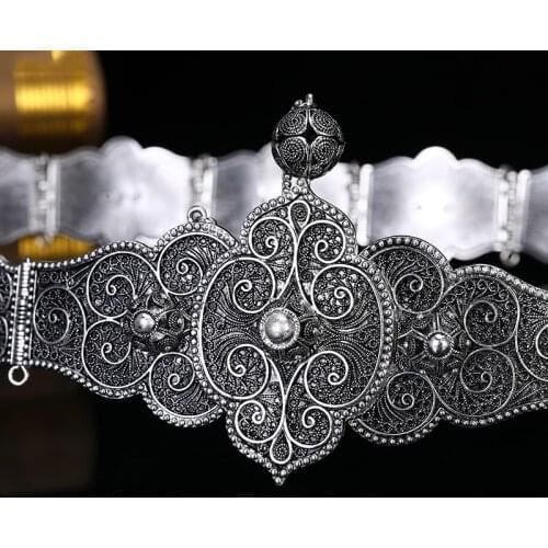 Caucasian Ethnic Metal Belt Adjustable Length Ladies Wedding Decorative Jewelry Waist Chain