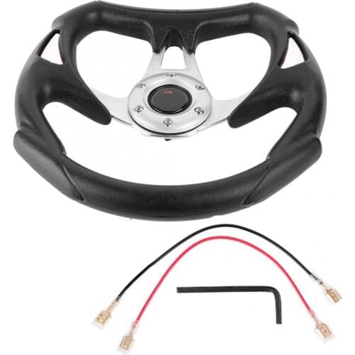 13in 320mm Universal Aluminum PU Leather Car Sport Racing Drift Steering Wheel Silver Automobiles Steering Wheel Hubs