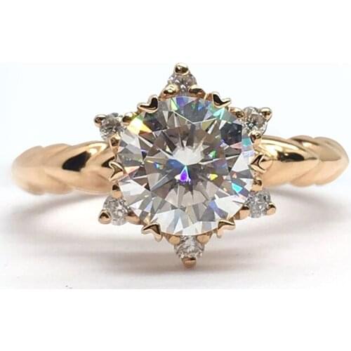 14K Rose Gold Moissanite Ring special Flower shape Wedding Ring Anniversary Engagement ring Luxury style