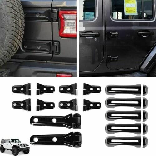 30PCS Black Door Tailgate Hinge Handle Trim Decor Cover Fit 18+ for Jeep Wrangler JL