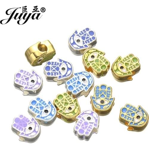 5pcs 14mm Painted Evil Eye Spacer Beads Jewelry Making Lucky Fatima Hand Enamel Charms Bracelet Necklace DIY jewellery Findings