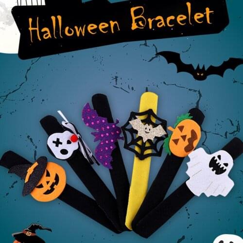 5PCS Halloween Pop Circle Pumpkin Ghost Spider Skull Pop Circle Bracelet For Halloween Party Decor Supplies Kids Toys Gifts Prop