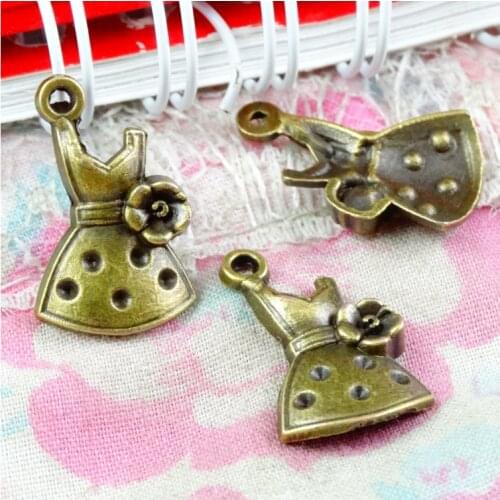 50PCS 19*11MM Antique Bronze Plated Dress Charms Pendants Diy Handmade Jewelry Accessories