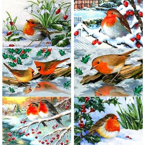 New 5D DIY Diamond Painting Full Square Round Drill Snowbird Diamond Embroidery Snow Scene Cross Stitch Home Decor Manual Gift