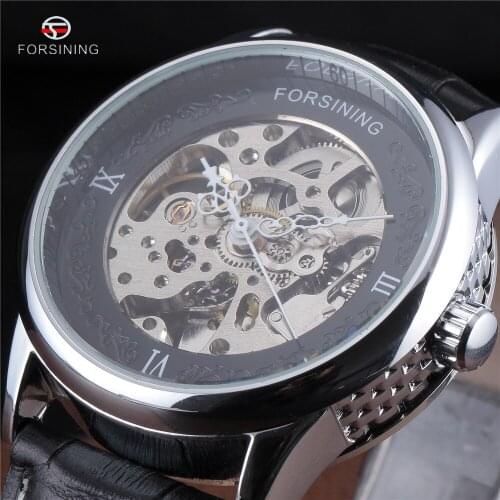 Forsining Series White Hands Silver Die-Casting Case Skeleton Watch Men Top Brand Luxury Male Automatic Mechanical Watches Clock