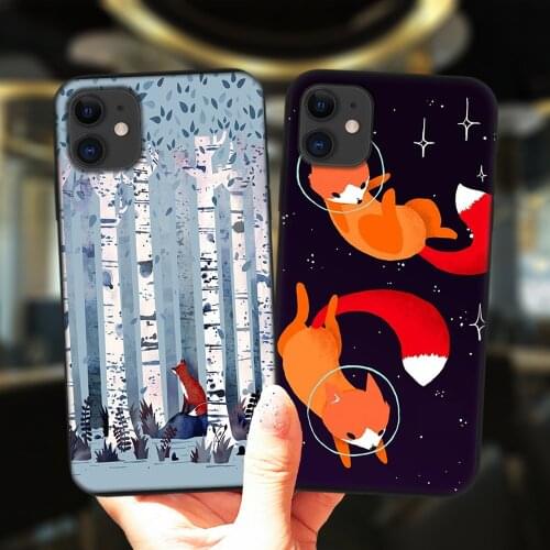 Birches The Wish Kitsune Fox Deer Yokai Case For iPhone 11 12 Pro XS Max 6S 8 7 Plus X XR 5S SE 2020 12Mini Silicone Black Cover