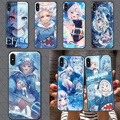 Gawr Gura Shark Girl Phone Case Cover Hull For iphone 5 5s se 2 6 6s 7 8 12 mini plus X XS XR 11 PRO MAX black trend shell