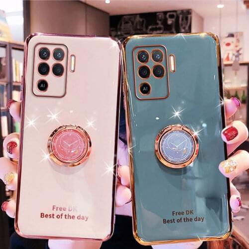 Holder Case For Oppo Reno5 Lite Case Soft Silicone Stand Cover For oppo Reno 5 Z F / pro + plus phone Case A55 Shockproof Fundas