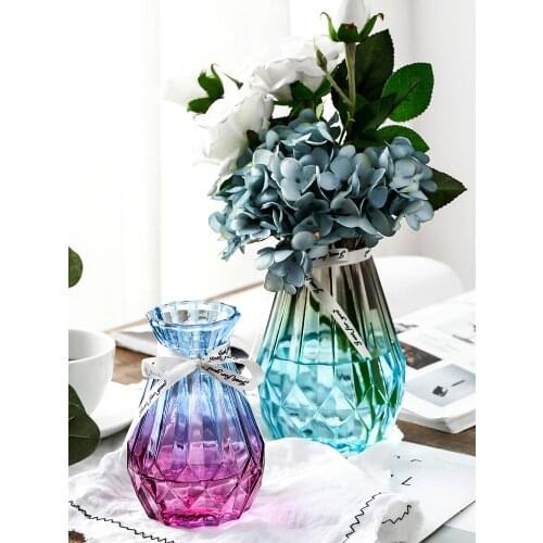 Color Transparent Glass Vase Dried Flower Arrangement Water Culture Glass Bottle Living Room Creative Decoration Flower Pot