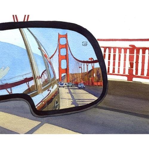 DIY Painting By Numbers Golden Gate Bridge in Side View Mirror Oil Picture By Numbers Wall Art Canvas Painting Home Decoration